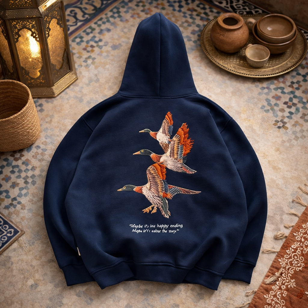 Hoodie premium brodé – Indigo KHAYT