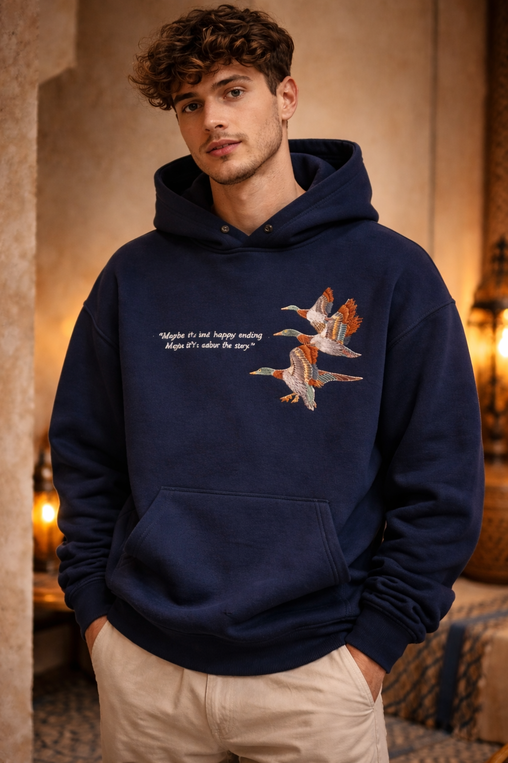 Hoodie premium brodé – Indigo KHAYT